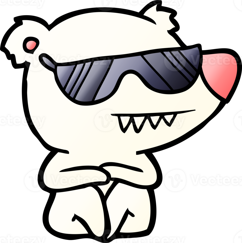 cool polar bear cartoon sitting png