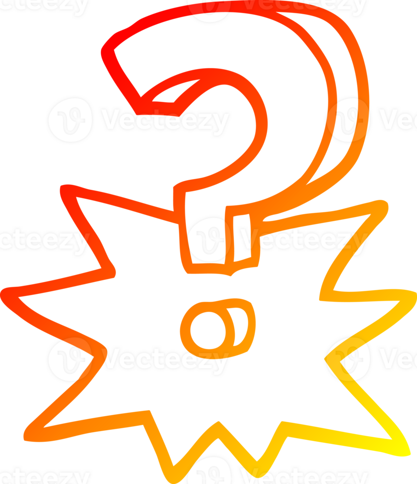 warm gradient line drawing of a cartoon question mark png