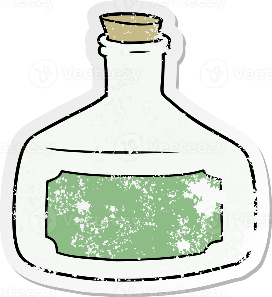 distressed sticker of a old bottle cartoon png