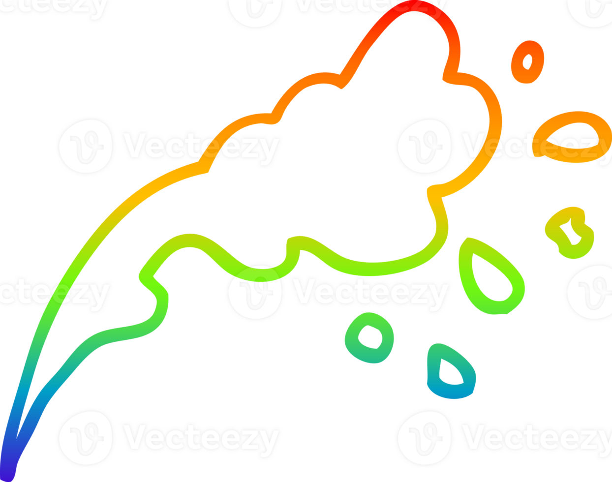 rainbow gradient line drawing of a cartoon water splash png