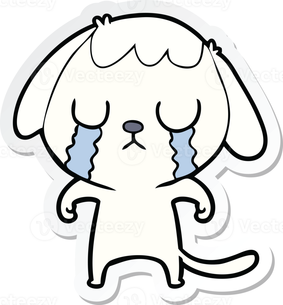 sticker of a cute cartoon dog crying png