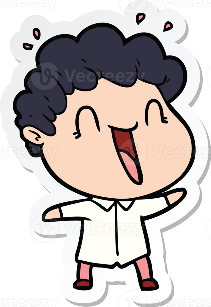sticker of a cartoon happy man png