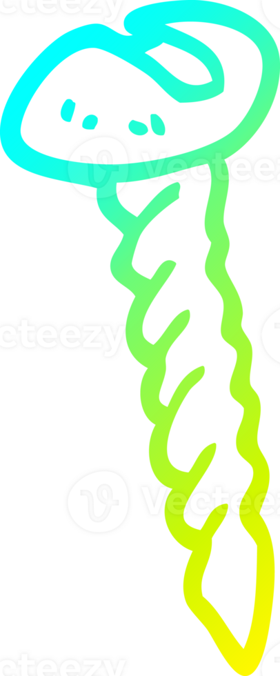 cold gradient line drawing of a cartoon metal screw png
