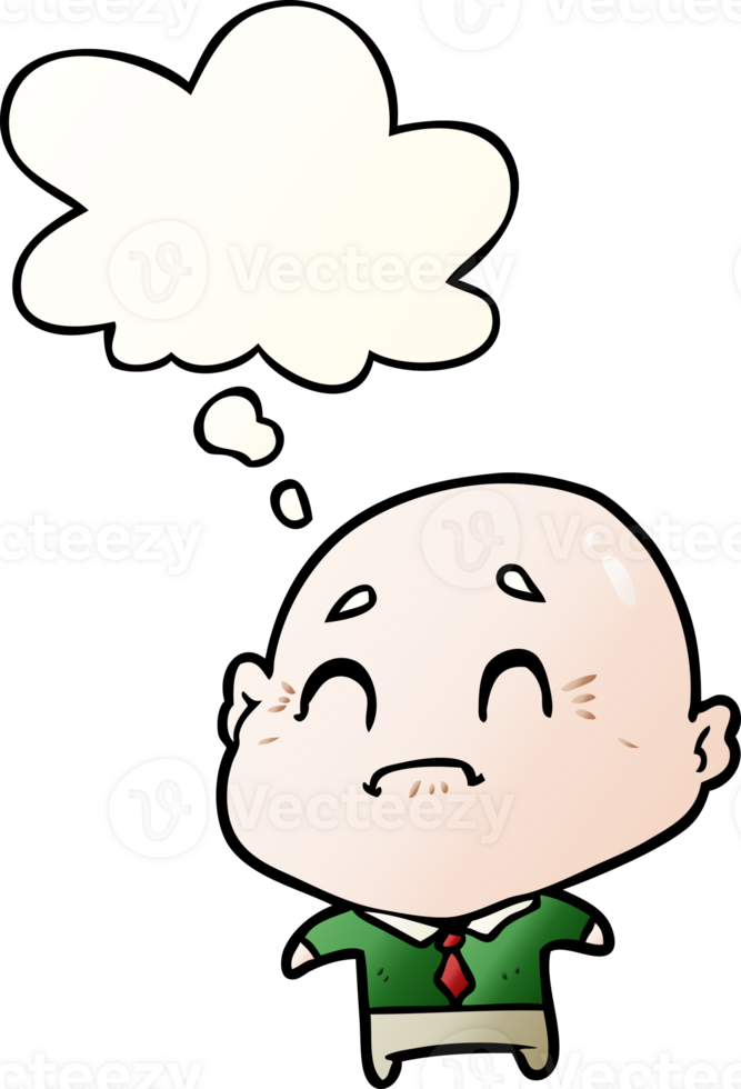 cartoon old man with thought bubble in smooth gradient style png