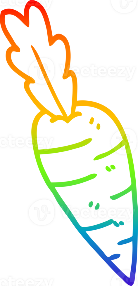 rainbow gradient line drawing of a cartoon carrots png