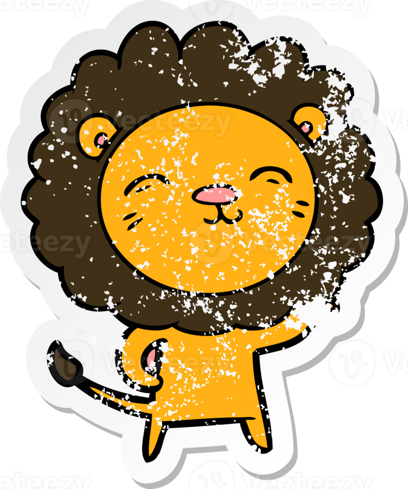 distressed sticker of a cartoon lion png
