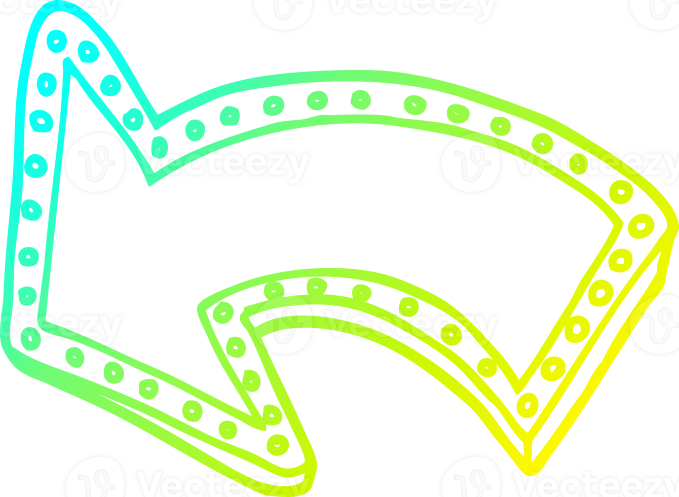 cold gradient line drawing of a cartoon light up arrow png