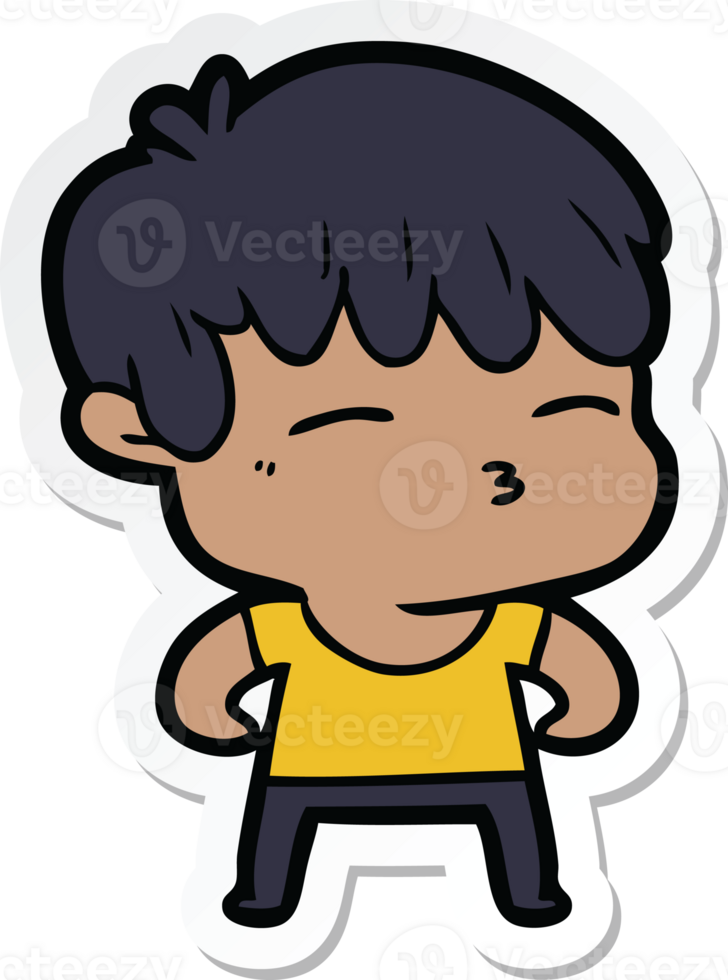sticker of a cartoon curious boy png