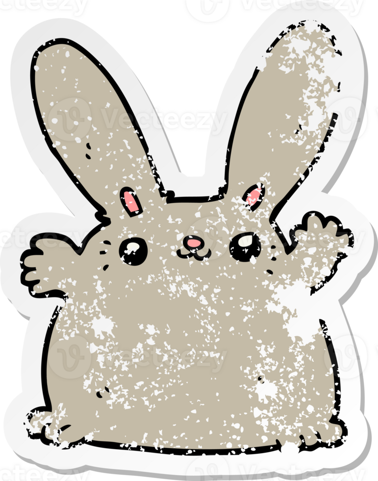 distressed sticker of a cartoon rabbit png