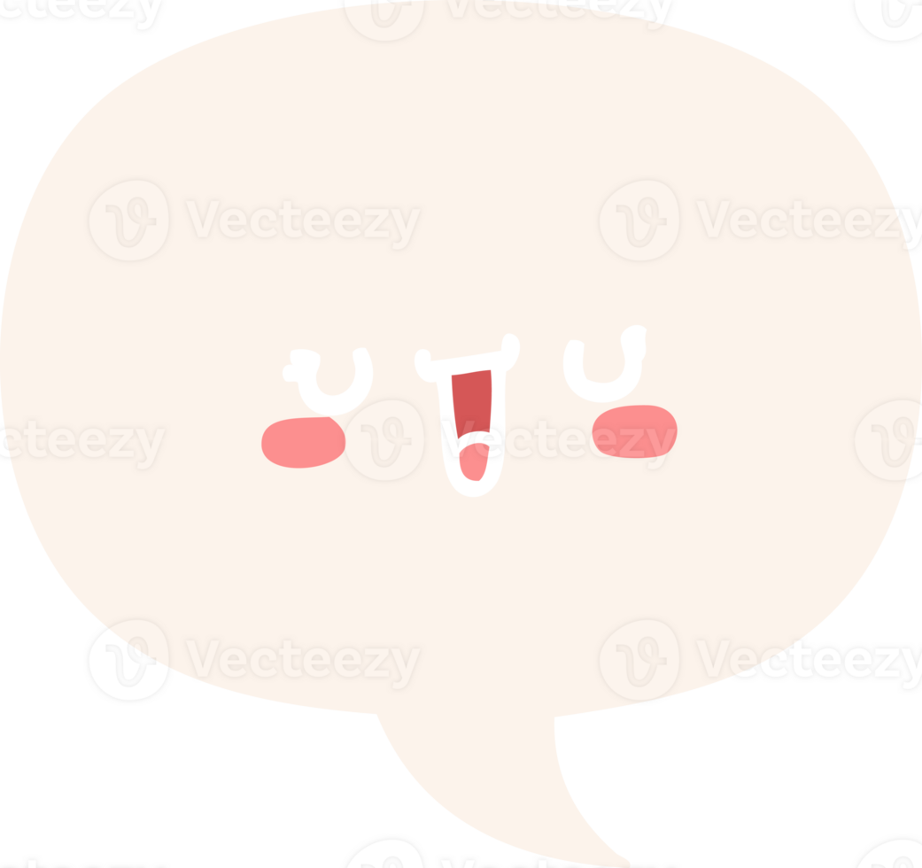 happy cartoon face with speech bubble in retro style png