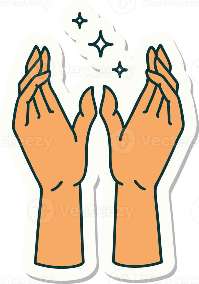 sticker of tattoo in traditional style of mystic hands png