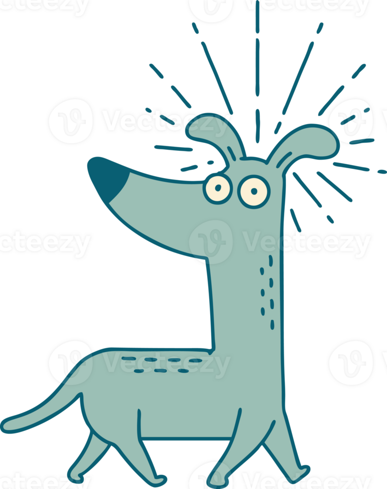 illustration of a traditional tattoo style surprised dog png
