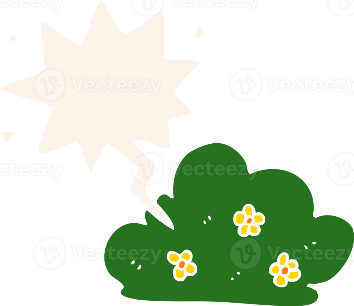 cartoon hedge with speech bubble in retro style png