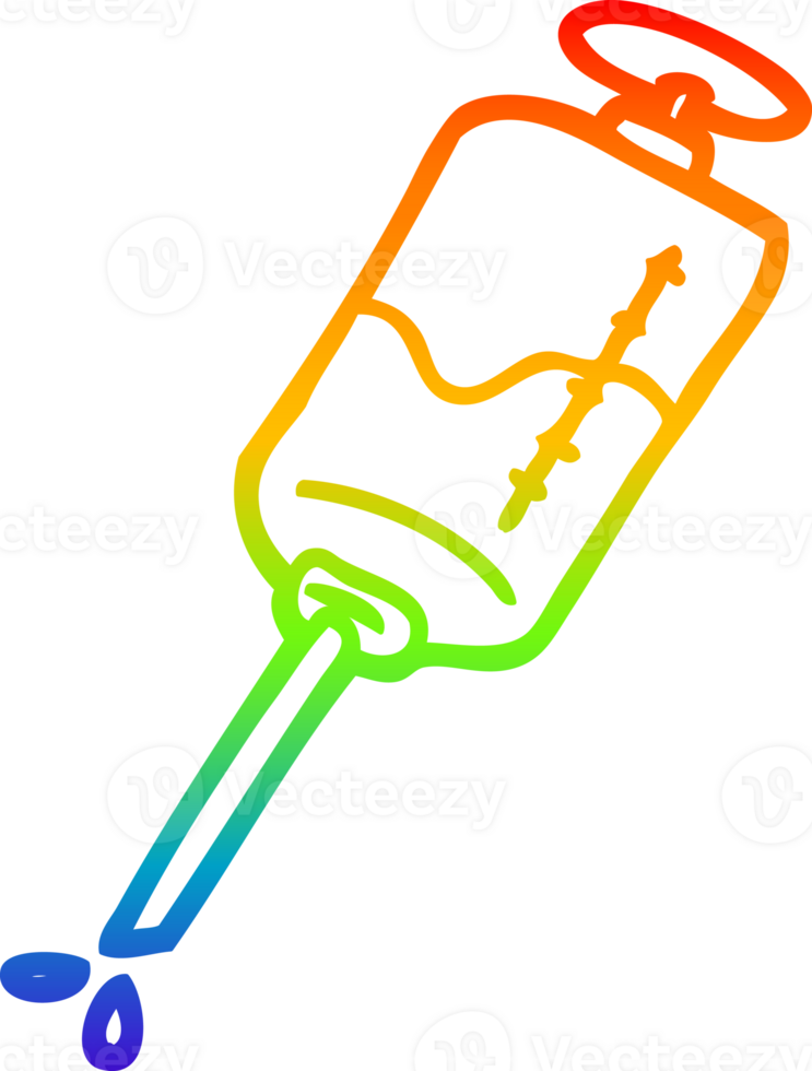 rainbow gradient line drawing of a cartoon injection png