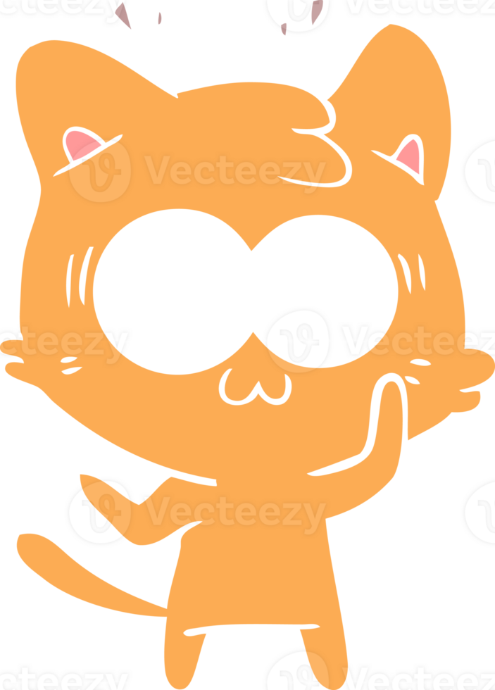 flat color style cartoon surprised cat png
