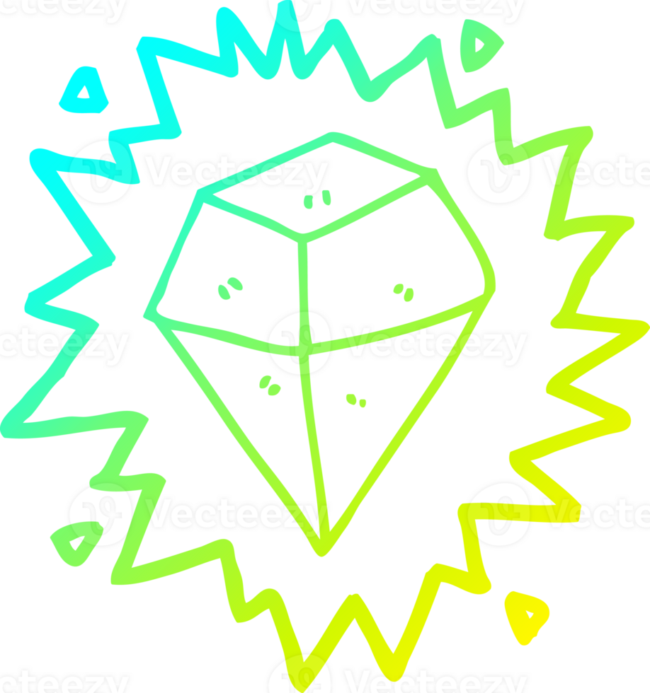 cold gradient line drawing of a cartoon shining crystal png