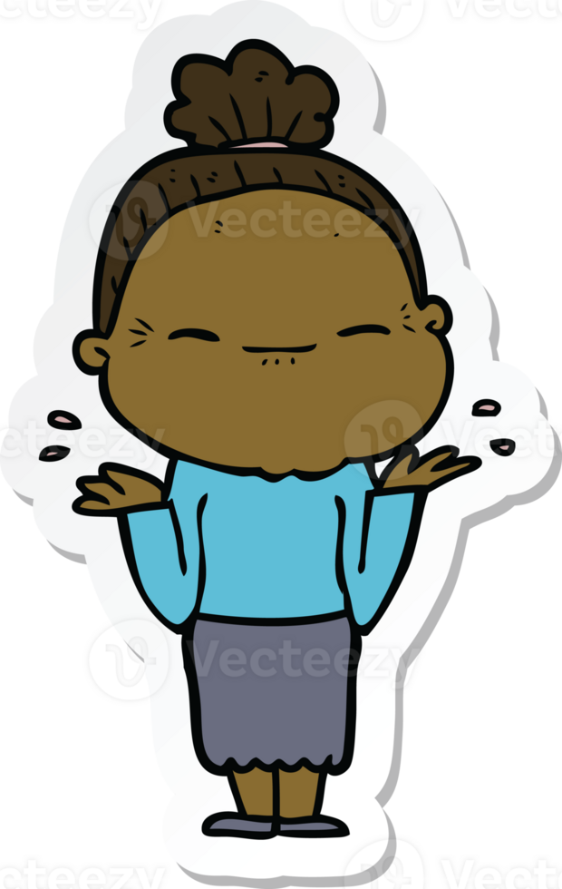 sticker of a cartoon peaceful old woman png