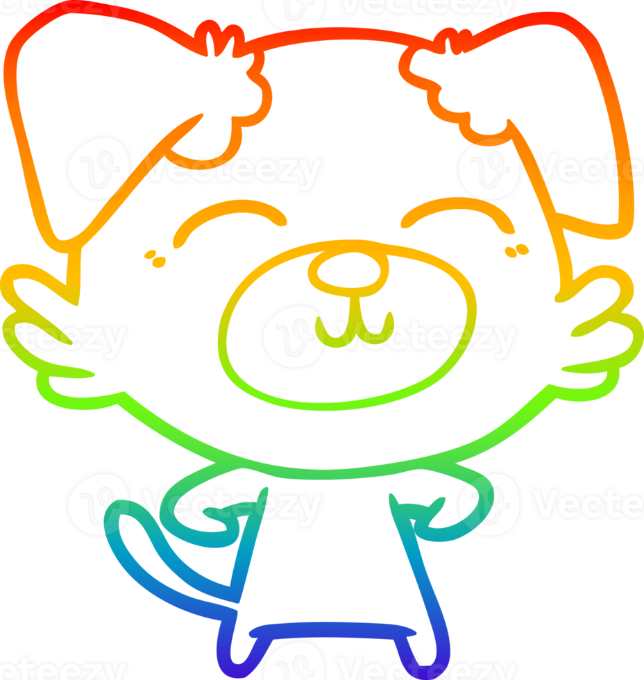 rainbow gradient line drawing of a cartoon dog png