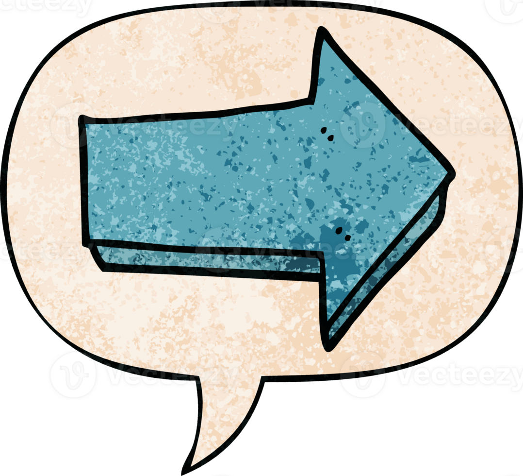 cartoon arrow with speech bubble in retro texture style png