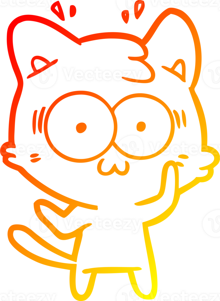 warm gradient line drawing of a cartoon surprised cat png