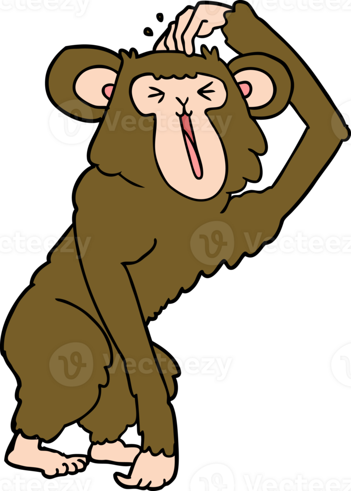 cartoon chimp scratching head png