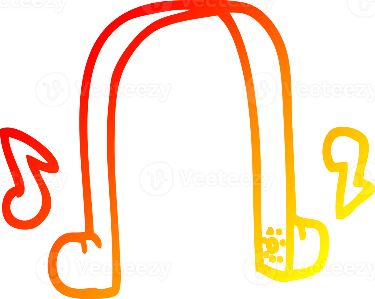 warm gradient line drawing of a cartoon modern headphones png