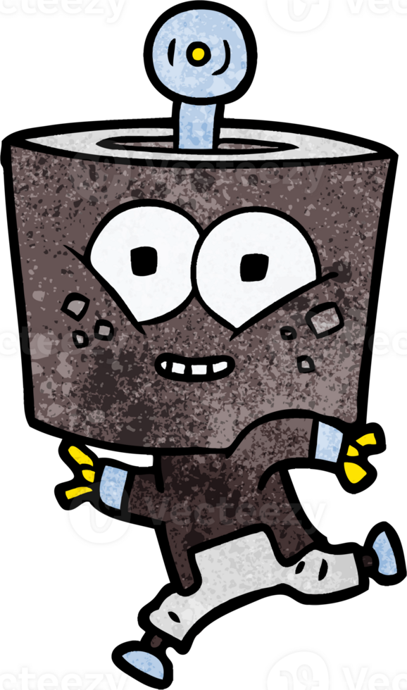 happy cartoon robot running png