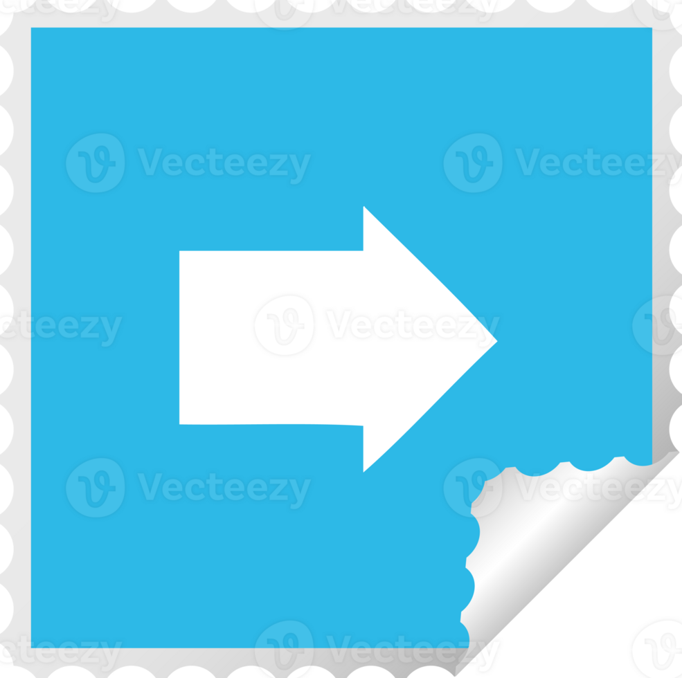 square peeling sticker cartoon of a arrow symbol png