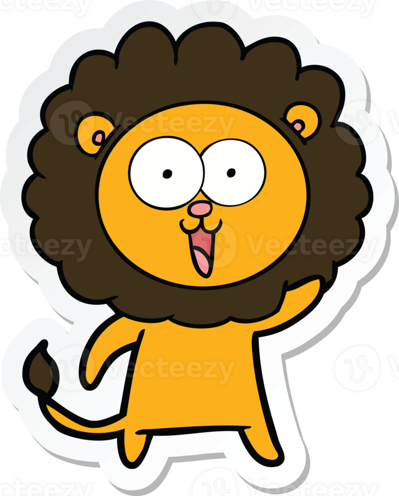 sticker of a happy cartoon lion png