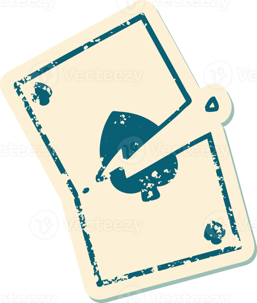 iconic distressed sticker tattoo style image of a torn card png