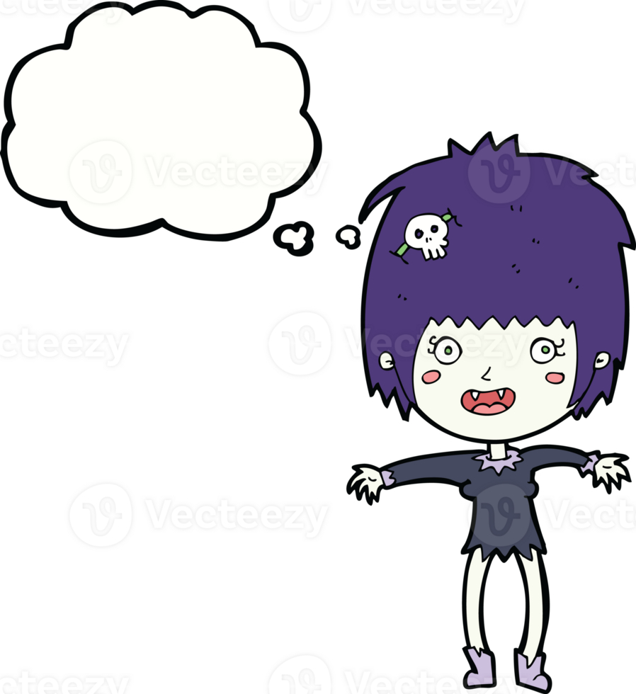 cartoon vampire girl with thought bubble png
