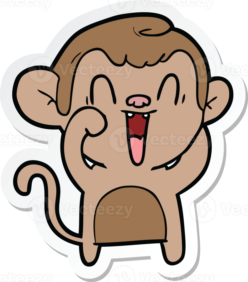 sticker of a cartoon laughing monkey png