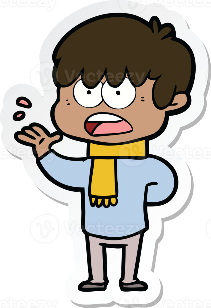 sticker of a worried cartoon boy png