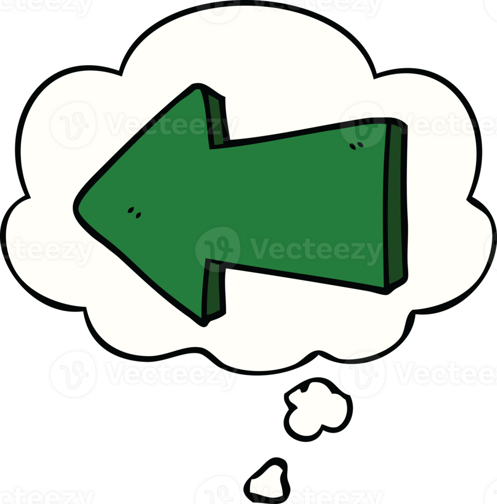 cartoon pointing arrow with thought bubble png