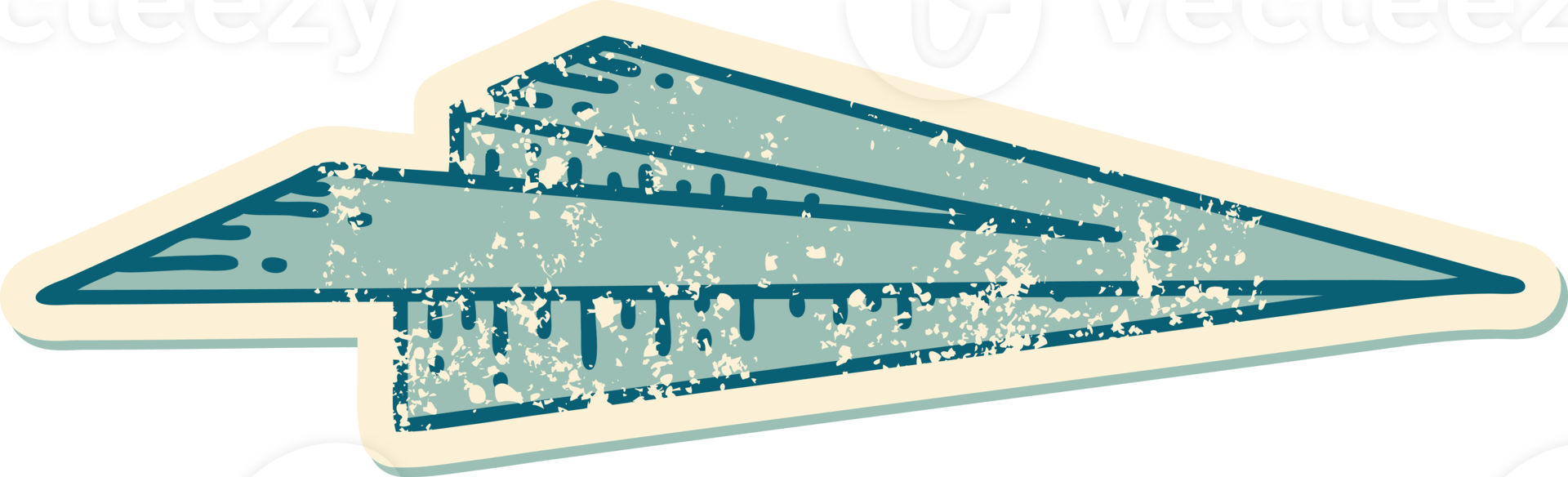 iconic distressed sticker tattoo style image of a paper airplane png