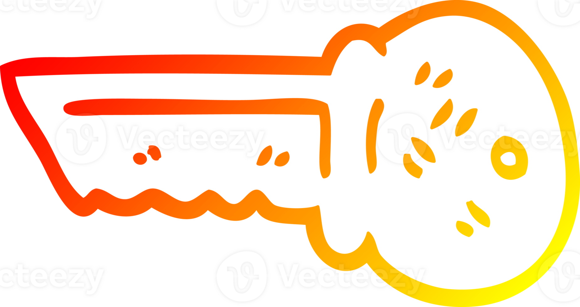 warm gradient line drawing of a cartoon gold key png