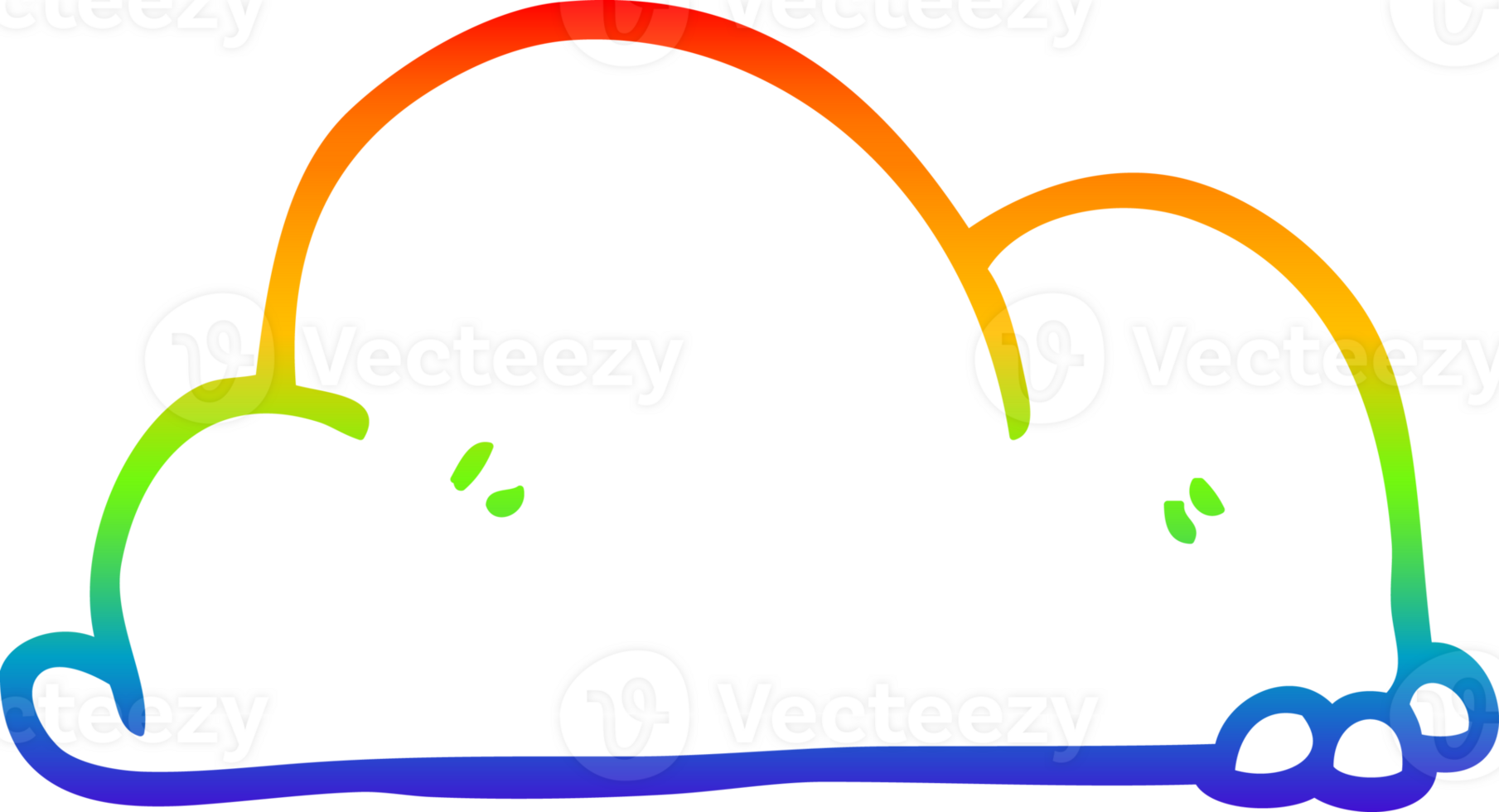 rainbow gradient line drawing of a cartoon boulder png