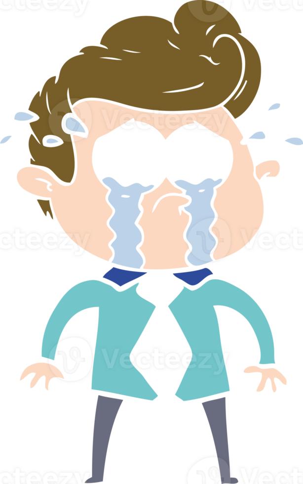 flat color style cartoon crying man png