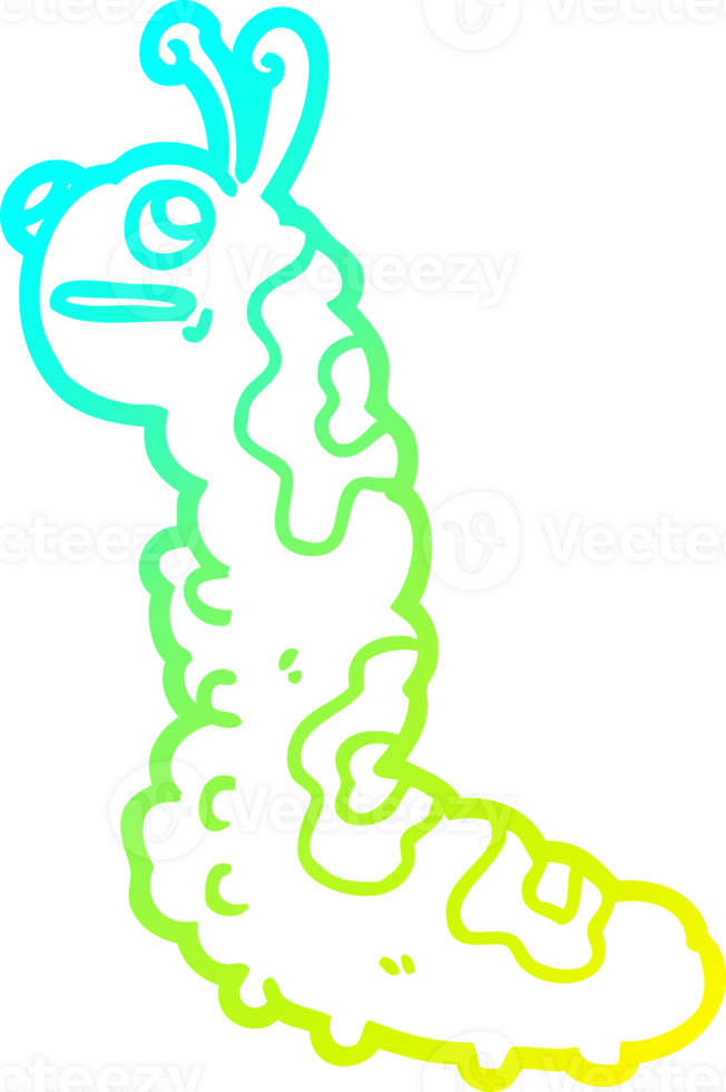 cold gradient line drawing of a funny cartoon caterpillar png