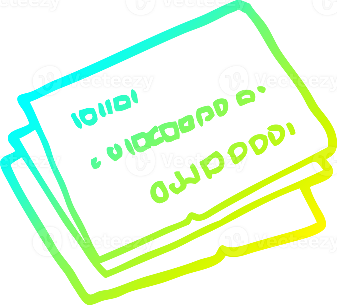 cold gradient line drawing of a old credit cards cartoon png