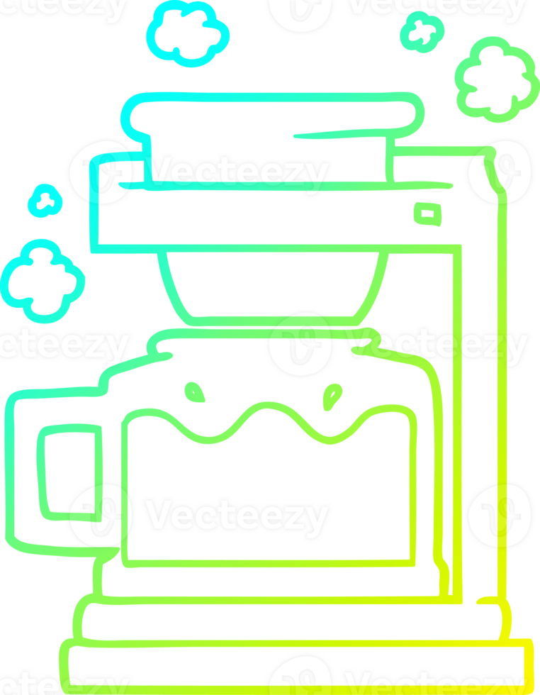 cold gradient line drawing of a cartoon coffee pot png