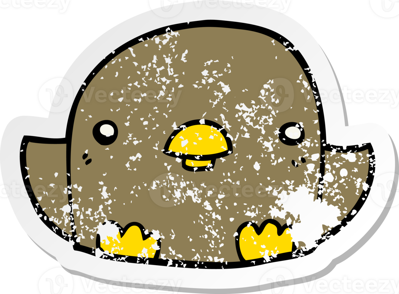 distressed sticker of a cartoon chick png