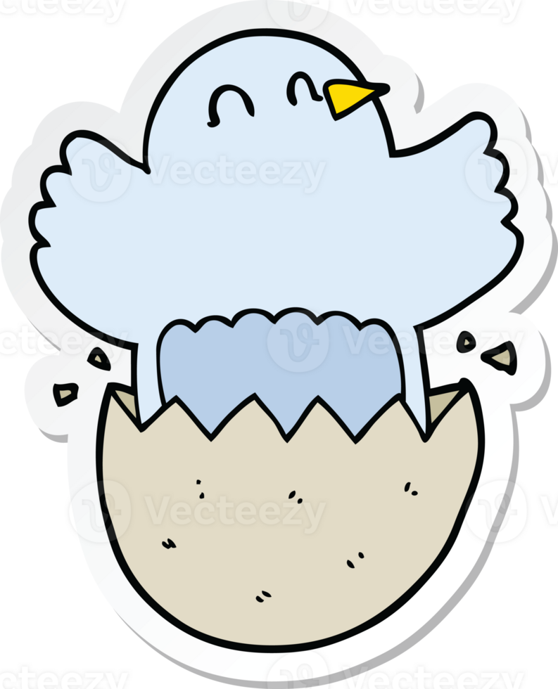 sticker of a cartoon hatching chicken png