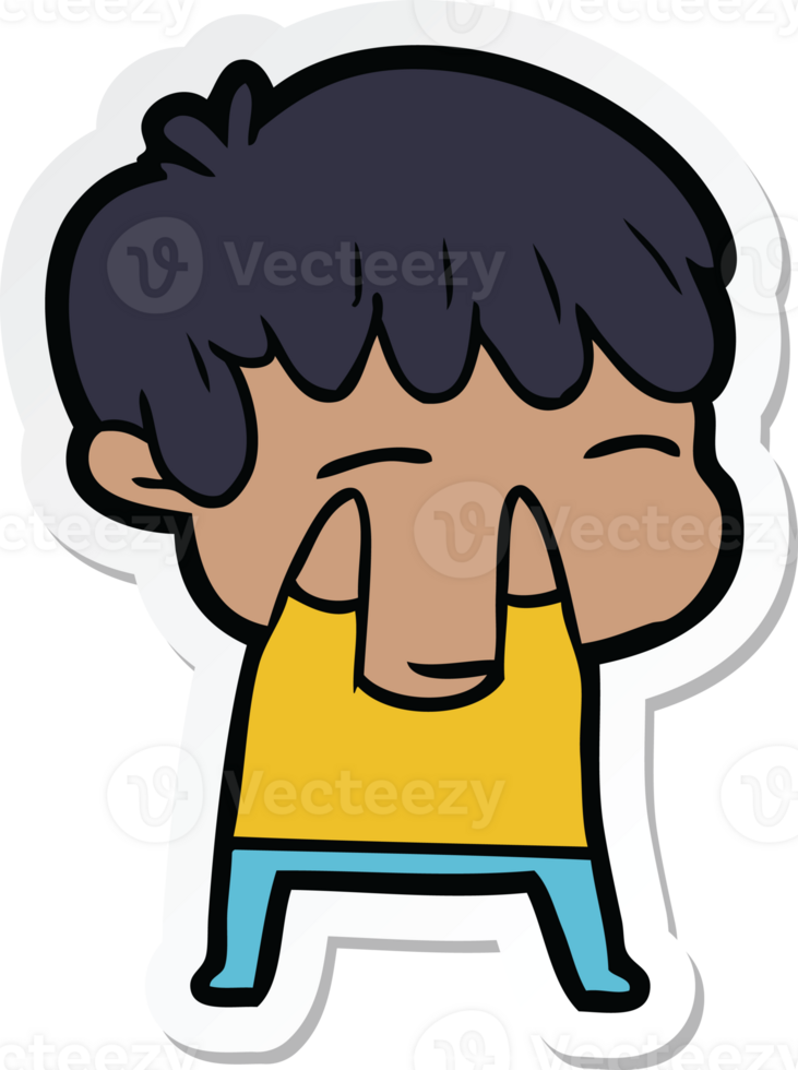 sticker of a cartoon curious boy png