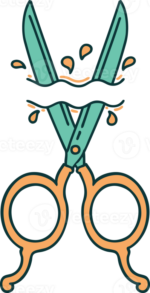 iconic tattoo style image of barber scissors png