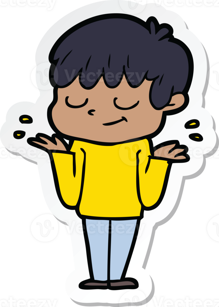 sticker of a cartoon happy boy png