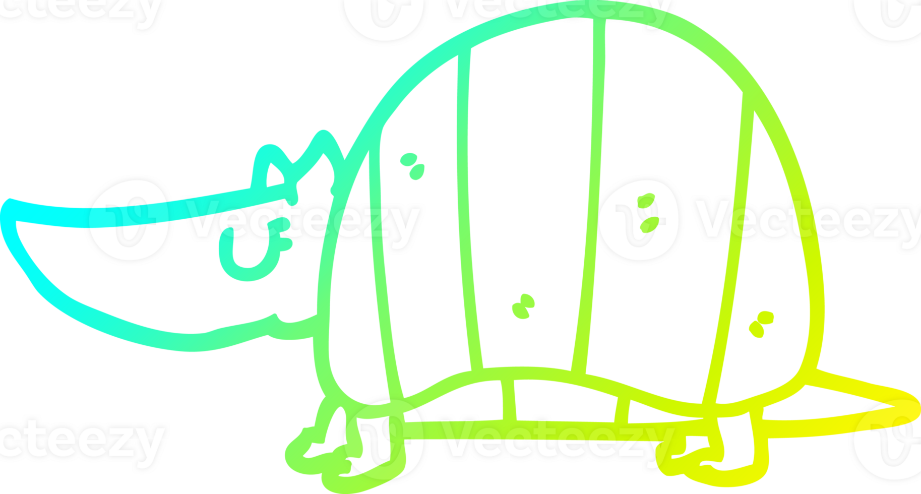 cold gradient line drawing of a cartoon armadillo png