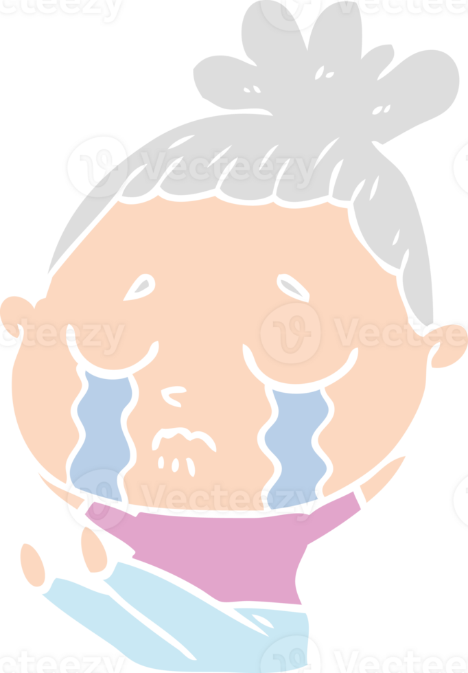 flat color style cartoon crying woman png