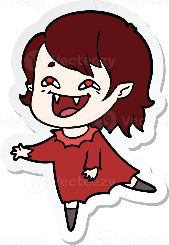 sticker of a cartoon laughing vampire girl png