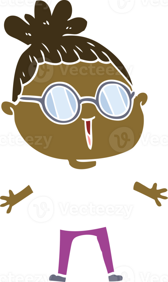 flat color style cartoon woman wearing spectacles png